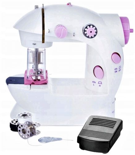 PRAWDZIWA MASZYNA DO SZYCIA DLA DZIECI Z OSŁONĄ NA PALCE + IGŁA NICI LAMPKA na Arena.pl