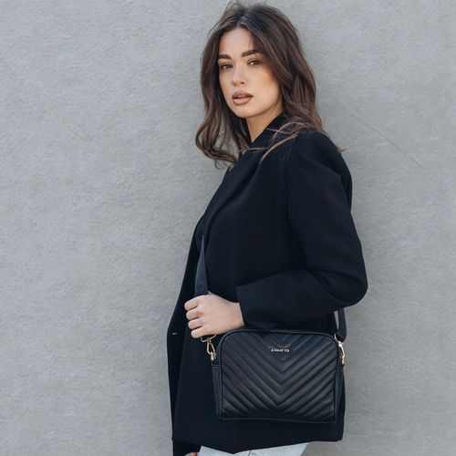 Torebka damska ekoskóra crossbody pikowana V szeroki pasek na ramię ZAGATTO na Arena.pl