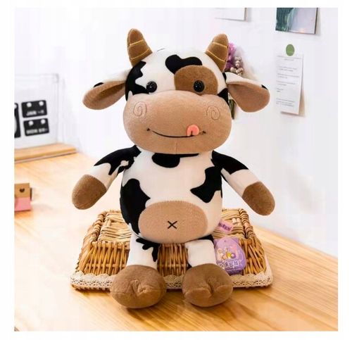 MASKOTKA PLUSZAK KROWA PRZYTULANKA PLUSZOWA ŁACIATA KRÓWKA 40CM na Arena.pl