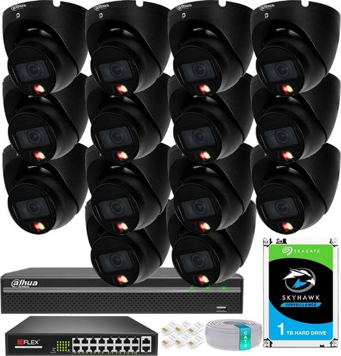 Zestaw Monitoringu 14 Kamer 6MPx IPC-HDW1639T-A-IL-S6 BLACK 3K+ Dual Light na Arena.pl