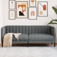 Sofa 2-osobowa, ciemnoszara, tapicerowana tkaniną