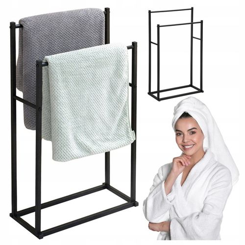 WIESZAK STOJAK NA RĘCZNIKI STOJĄCY PODŁOGOWY ŁAZIENKOWY METALOWY 2 RAMIONA na Arena.pl
