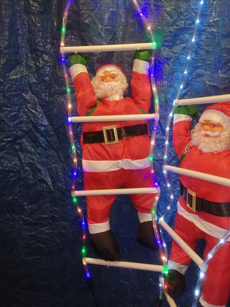 Mikołaj Na Świecącej Drabinie Led 90Cm Biała Led zdjęcie 7