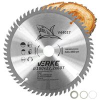 PIŁA TARCZA WIDIOWA DO CIĘCIA DREWNA 180x22,2 60 ZĘBÓW VERKE V44027