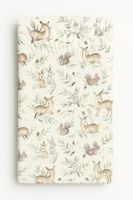 Prześcieradło bawełniane z gumką do łóżeczka 120x60 cm - woodland olive