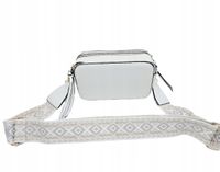 Sara Moda - torebka listonoszka skóra ekologiczna pasek BOHO biały 1979