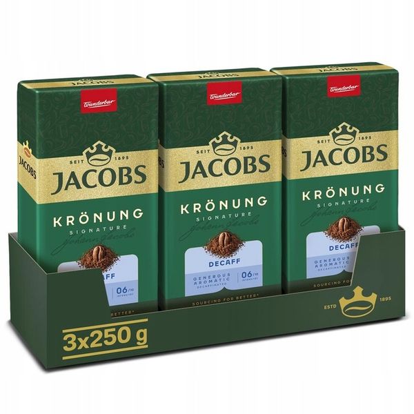Kawa bezkofeinowa mielona Jacobs Kronung Decaff 3x 250g zdjęcie 1