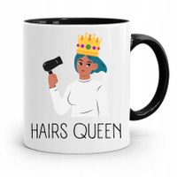 Kubek Czarny Fryzjera Fryzjerki Hairs Queen Z Nadrukiem Ze Zdjęciem