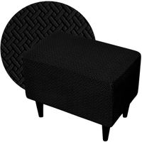 POKROWIEC NA PODNÓŻEK PUF ELASTYCZNY ŻAKARD JODEŁKA OEKO TEX CZARNY