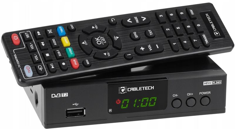 Tuner Dekoder Tv Dvb-T2 H.265 Hevc Usb Cabletech Urz0338A zdjęcie 1