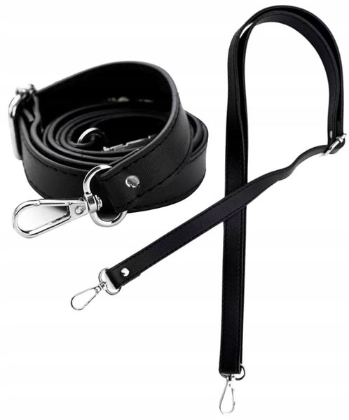 Pasek Regulowany Do Torby Torebki Skórzany Czarny zdjęcie 1