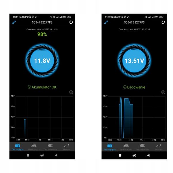 TESTER AKUMULATORÓW 12V APLIKACJA POLSKIE MENU zdjęcie 3