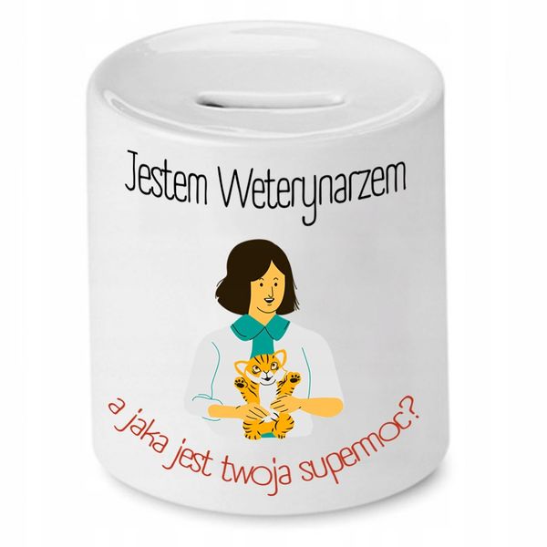 Skarbonka Dla Weterynarza Jestem Weterynarzem Z Nadrukiem Ze Zdjęciem zdjęcie 1