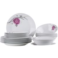 ZESTAW SERWIS OBIADOWY 6 OSÓB 18 ELEMENTÓW KOMPLET TALERZY RÓŻA