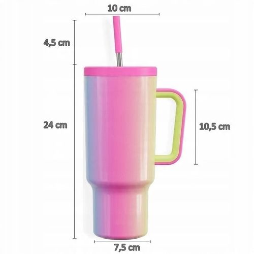 Kubek Termiczny TERMOS Dla Kobiet Na Kawę Herbatę Ze Słomką Duży 1,1L 07F na Arena.pl