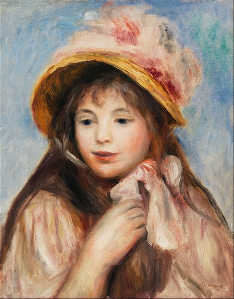 Girl with Pink Bonnet, Pierre-Auguste Renoir - plakat 60x80 cm zdjęcie 1