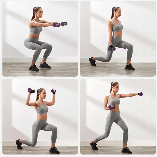 Zestaw hantli do ćwiczeń hantle hantelki ciężarki fitness stojak 1/2/3KG 12 na Arena.pl