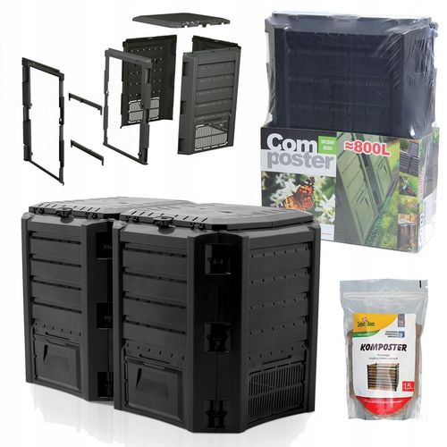 Kompostownik 2 - komorowy Prosperplast 800 l czarny na Arena.pl