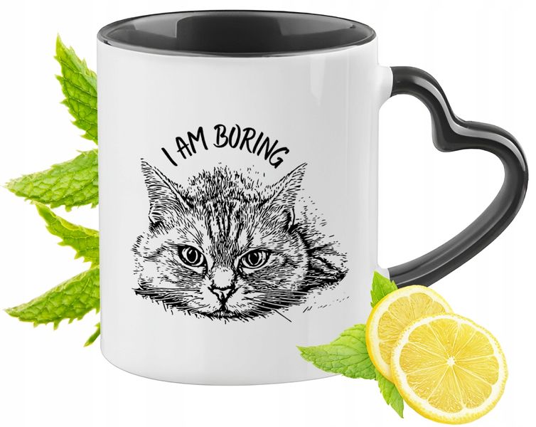 Kot Kotek Kotki Kubek Czarny Z Uszkiem W Kształcie Serca Na Prezent zdjęcie 1