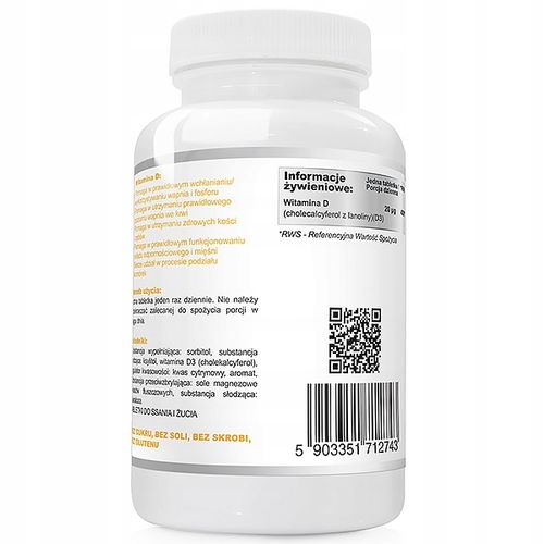 WITAMINA D3 800IU 20µg DLA DZIECI DO SSANIA 120tab na Arena.pl