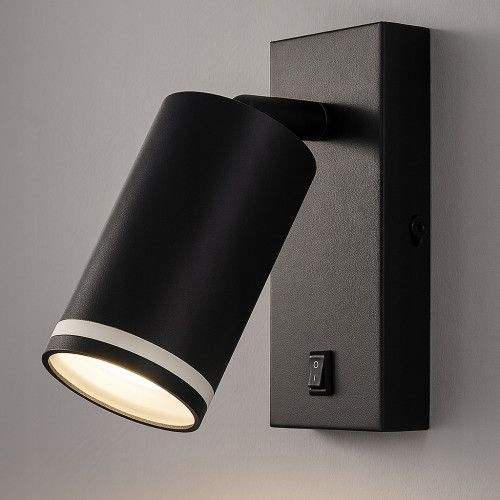KINKIET ŚCIENNY LED GU10 CZARNY MAT CZYTANIE IP20 WŁĄCZNIK na Arena.pl