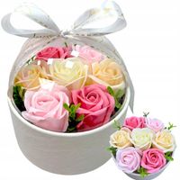 Flowerbox z Kwiatami Mydlanymi Prezent Pudełko Upominek Kwiaty Róże Mydlane