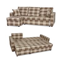 Narożnik rogówka Winston funkcja spania Family Meble krata brązowo - beżowa