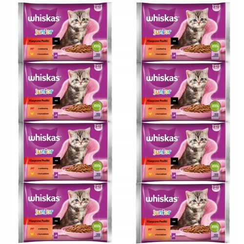 WHISKAS JUNIOR MOKRA KARMA DLA KOCIĄT WOŁOWINA I KURCZAK W SOSIE 32 X 85 G na Arena.pl