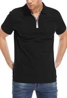 Koszulka polo męska z zamkiem krótki rękaw czarna pika slim fit rozm. S