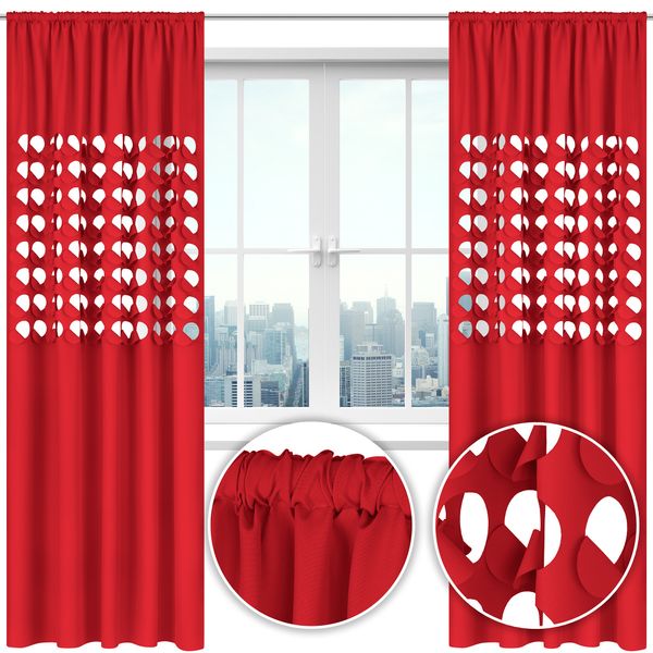 Zasłona nowoczesna GLAMUR dziury 145x250 czerwona zdjęcie 1