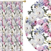 GOTOWE ZASŁONY NA ŻABKI TAŚMIE 140X250 ZASŁONA KWIATY 010 SKRÓCENIE GRATIS