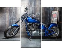 70 90CM OBRAZ 3 ELEM CHROMOWANY MOTOCYKL ŚCIENNY PŁÓTNO