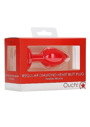 Diamond Heart Butt Plug - Regular - Red na Arena.pl
