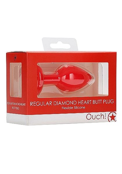 Diamond Heart Butt Plug - Regular - Red zdjęcie 2