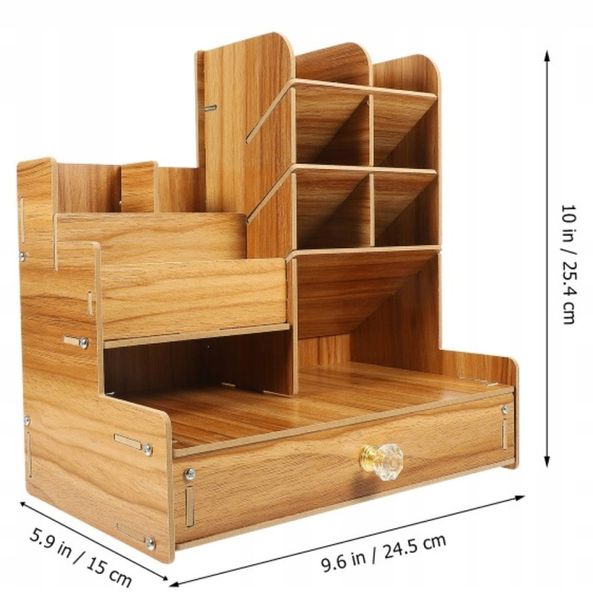 ORGANIZER DREWNIANY NA BIURKO PRZYBORNIK SZUFLADA zdjęcie 7