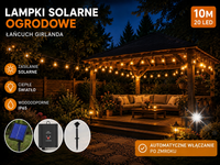 Girlanda retro ogrodowa Led 10M 15xlampion solarna solar ogród 12CM LATARNI