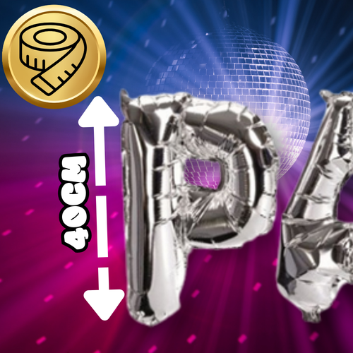 balon foliowy ogromny napis party srebrny urodziny sylwester wysokość 40 cm na Arena.pl