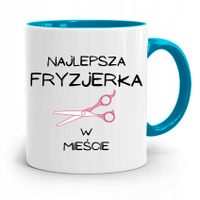 Kubek Błękitny Dla Fryzjerki Najlepsza Fryzjerka Z Nadrukiem Ze Zdjęciem