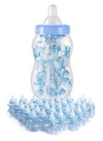 NIEBIESKI Zestaw na Baby Shower - BUTLA + 30 MINI BUTELEK
