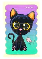 Puzzle drewniane układanka KOT klocki z drewna