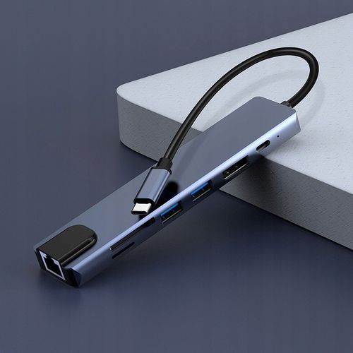ADAPTER HUB 8w1 USB-C DisplayPort 8K 4K Ethernet RJ45 Macbook Pro Air M2 M3 na Arena.pl
