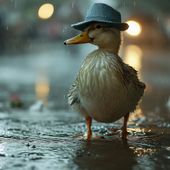 Plakat 90x90cm Kaczka w Kapeluszu