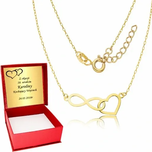 Złoty Łańcuszek Nieskończoność Celebrytka Grawer zdjęcie 1
