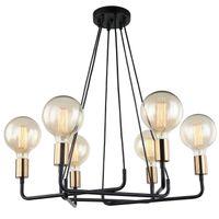 LAMPA wisząca BETTY MDM-3901/6 BK+BRO Italux industrialna OPRAWA metalowy zwis czarny brąz