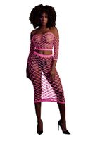long sleeve crop top and long skirt   pink   xs/xl