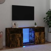 Szafka TV z oświetleniem LED, przydymiony dąb, 120x30x50 cm