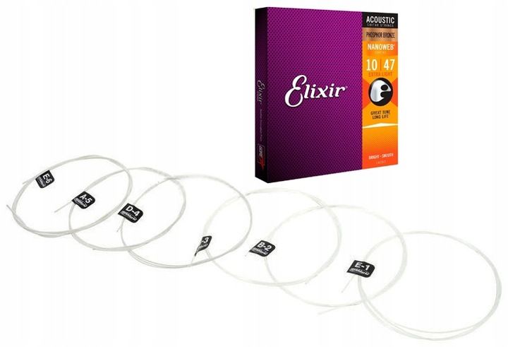Struny Elixir NanoWeb 80/20 Bronze 12-53 (11052) zdjęcie 4
