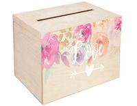 Pudełko na koperty drewniana skrzynka z nadrukiem