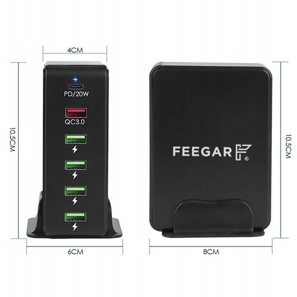 Ładowarka sieciowa Feegar Tower 86W 6x USB Typ C zdjęcie 12