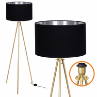 Lampa Stojąca Trigni Złota Mat 136cm Cerlux Czarno srebrny abażur 40/25